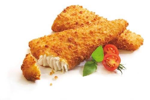 Crispy fish and chips in a takeaway tray