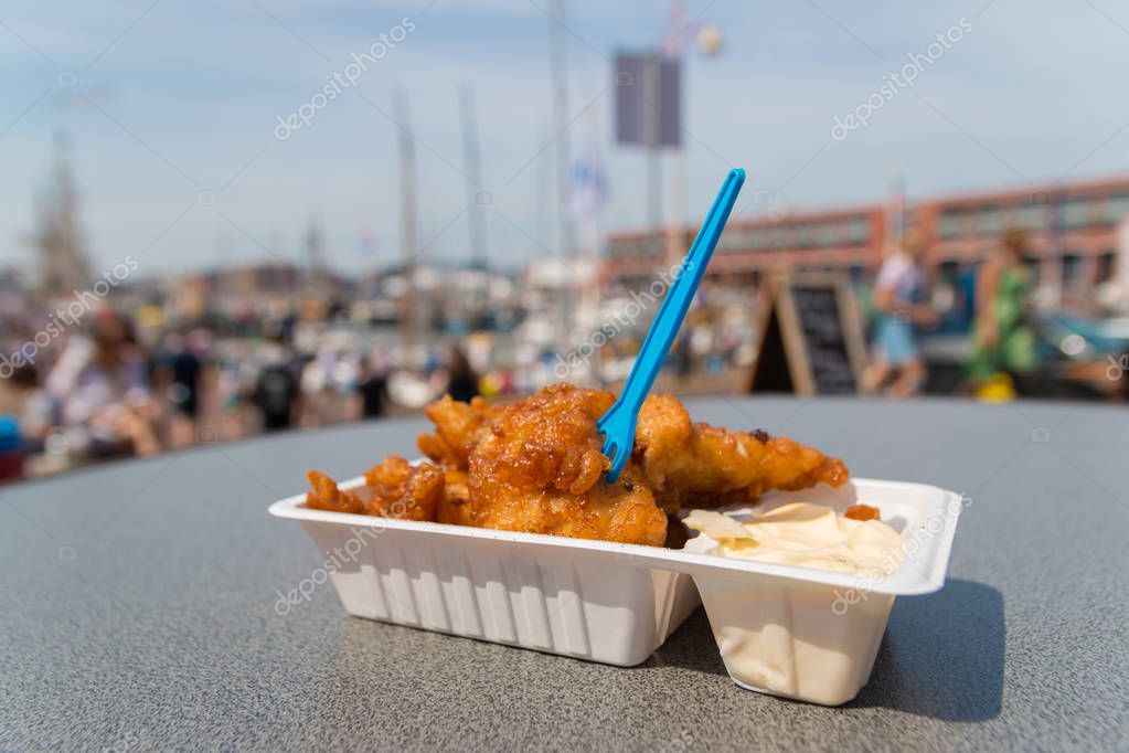 Fish and chips by the harbour