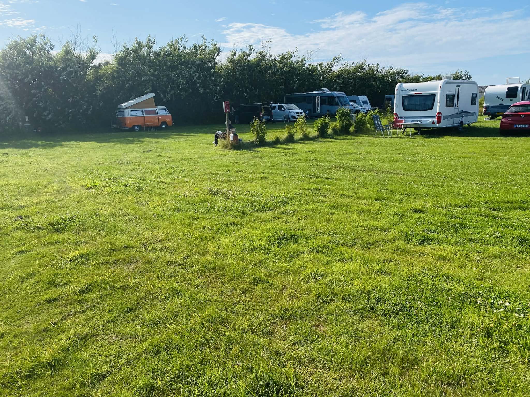 Open green campsite with plenty of space near Løkken