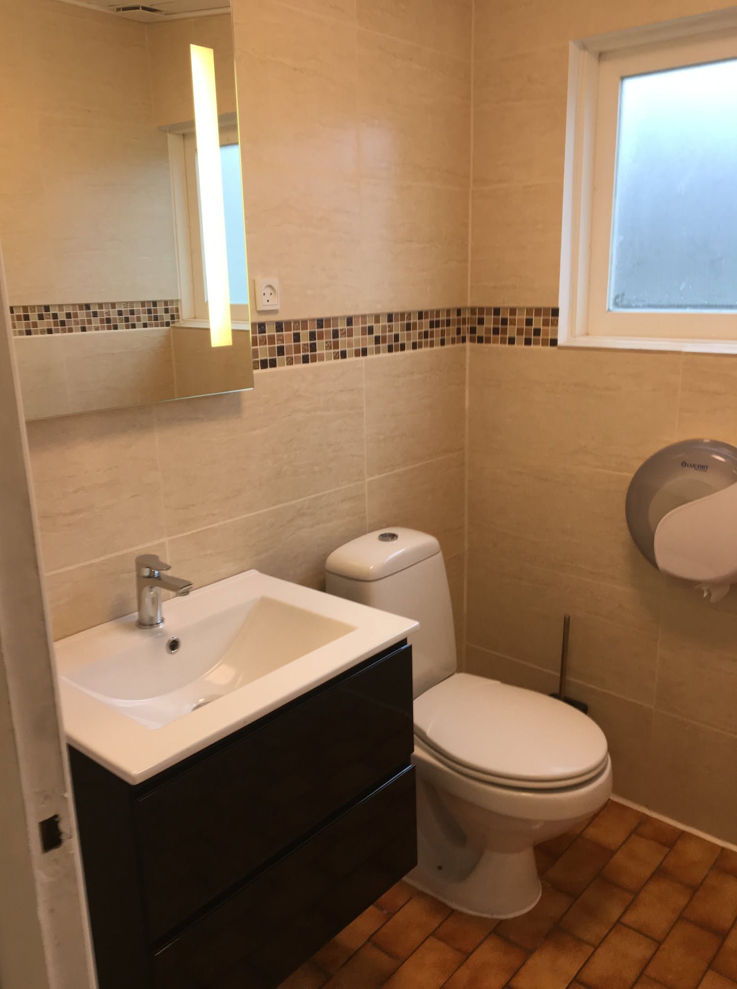 Herreafdeling med toilet og håndvask hos Løkken Maritime Naturcamp